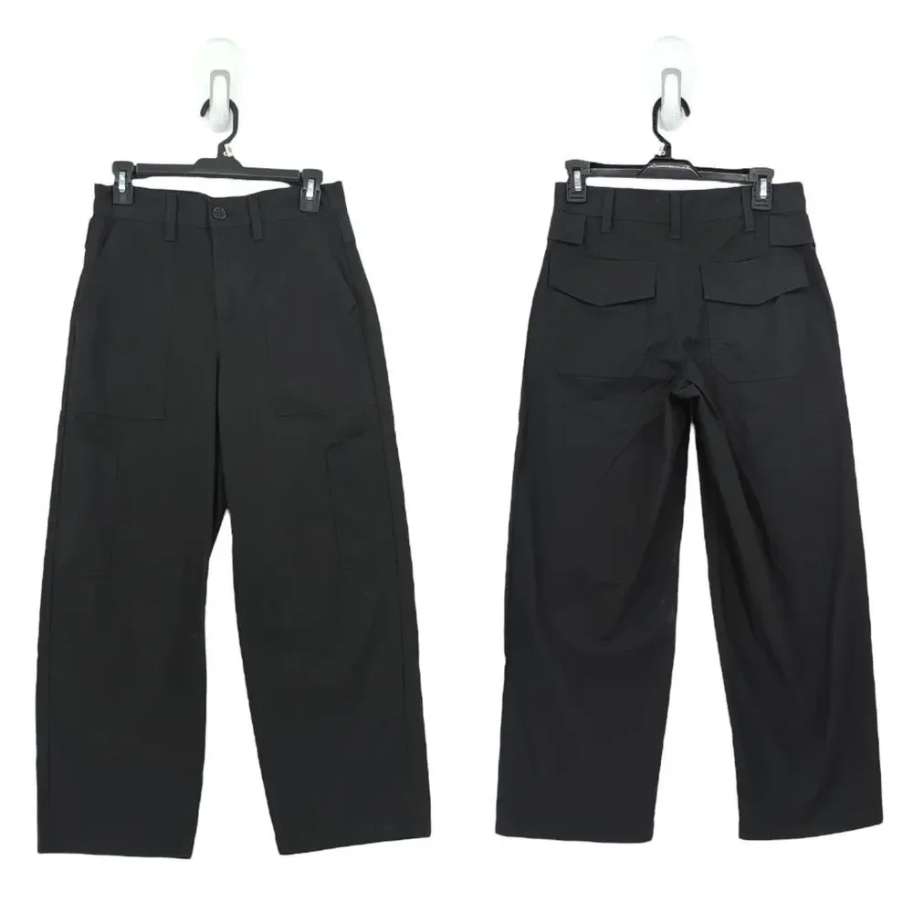 Agolde Women 24 Daria Utility Pants Black Lightweight Straight Leg Cropped Cargo